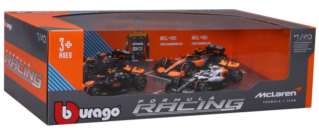 Bburago Bburago 1:43 RACE Formula F1 4PAC - McLaren F1 Team MCL38 (2024) #4 L.Norris #81 O.Piastri