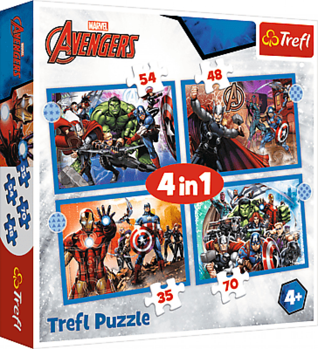 Trefl Trefl Puzzle 4v1 - Odvážni Avengeri / Disney Marvel The Avengers
