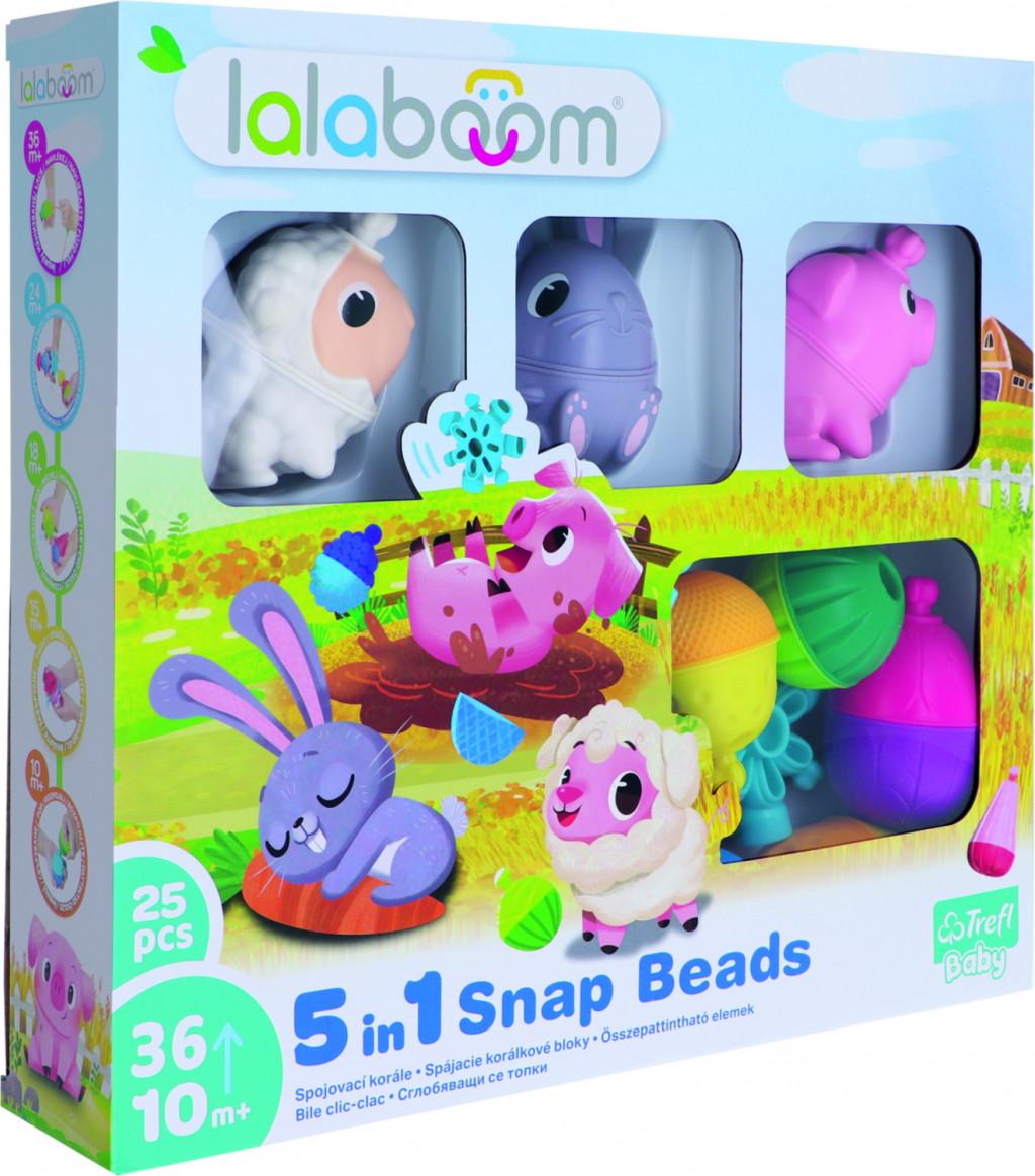 Trefl Trefl Lalaboom - Darčeková súprava spájacích korálkových blokov  Zvieracia farma - 25 ks