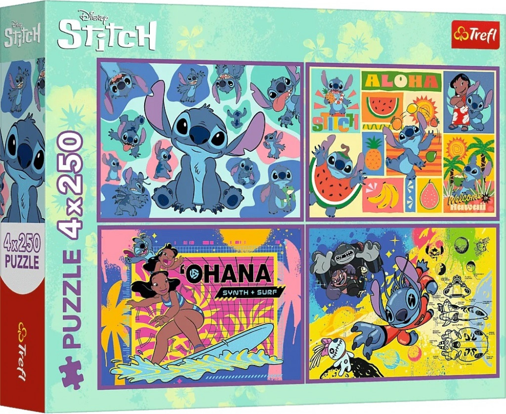 Trefl Trefl Puzzle Lilo & Stitch 4 x 250 dielikov Úžasný Stitch