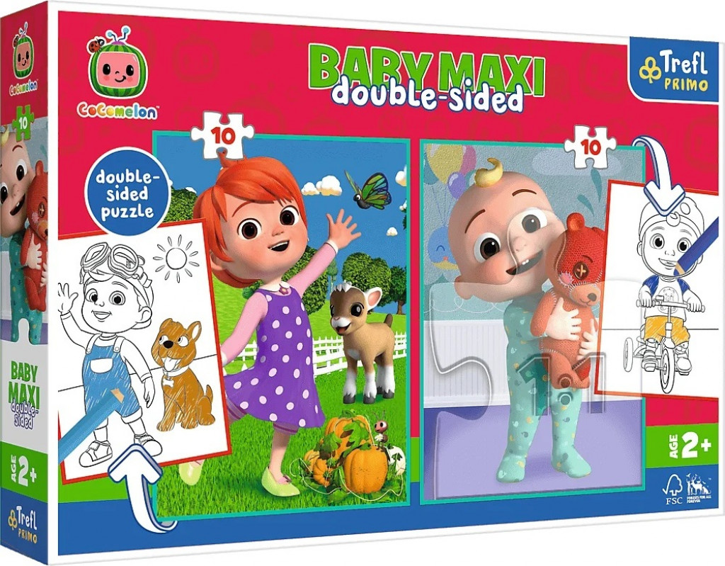 Trefl Trefl Obojstranné puzzle Cocomelon: Priatelia BABY MAXI 2x10 dielikov