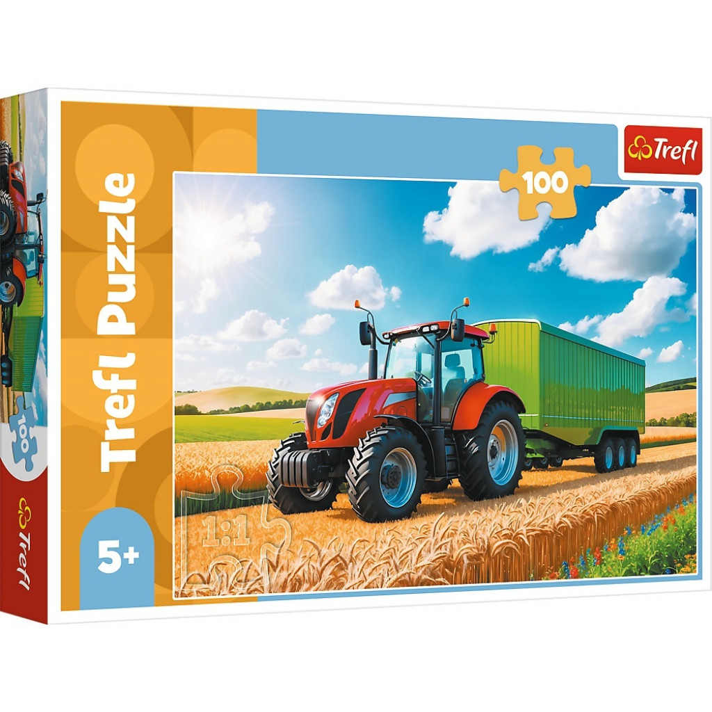 Trefl Trefl Puzzle 100 Poľnohospodárska technika - Traktor s prívesom