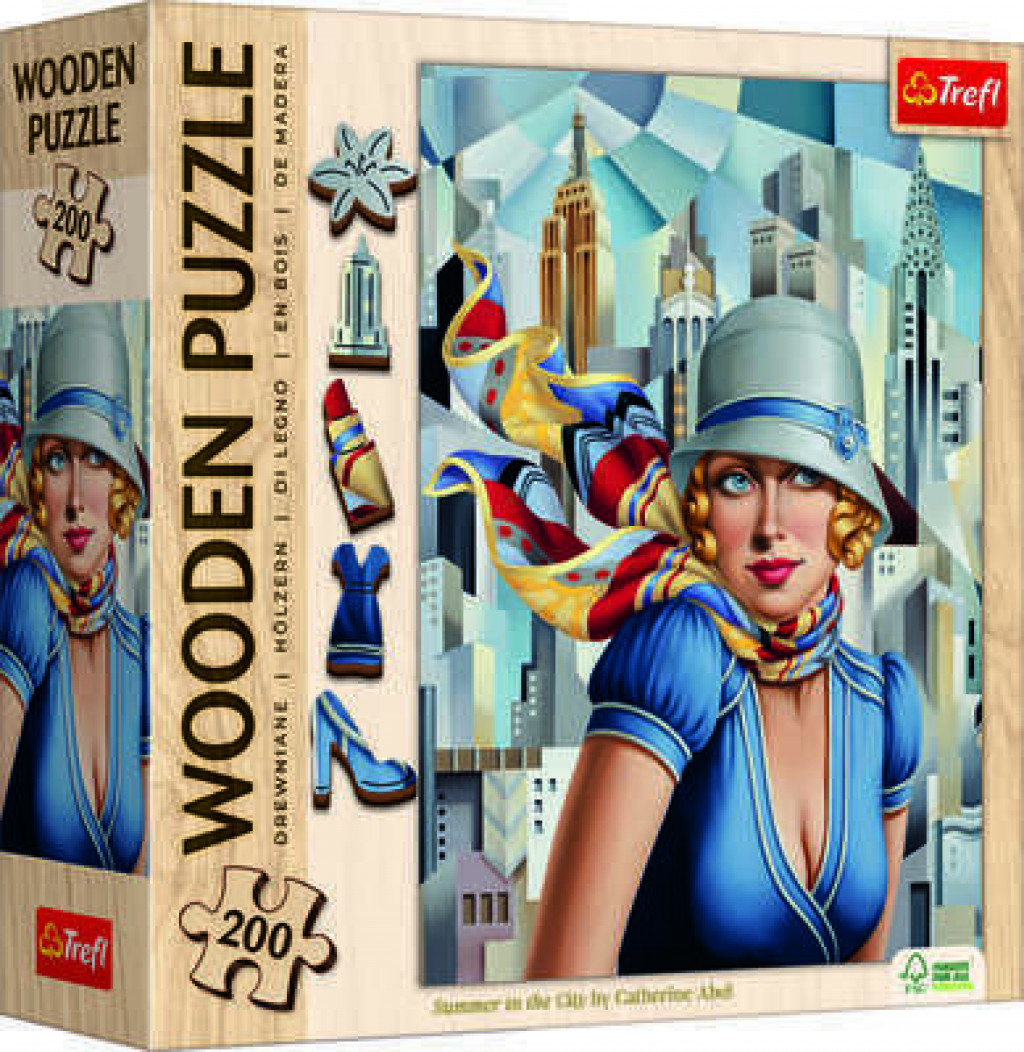 Trefl Trefl Drevené puzzle 200 - Leto v meste