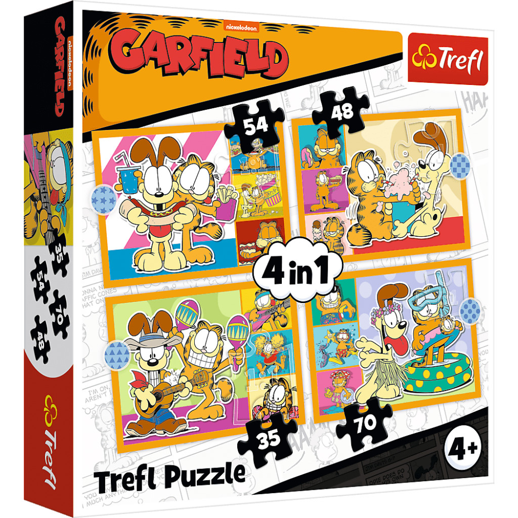 Trefl Trefl Puzzle 4v1 Garfield zbožňuje lasagne