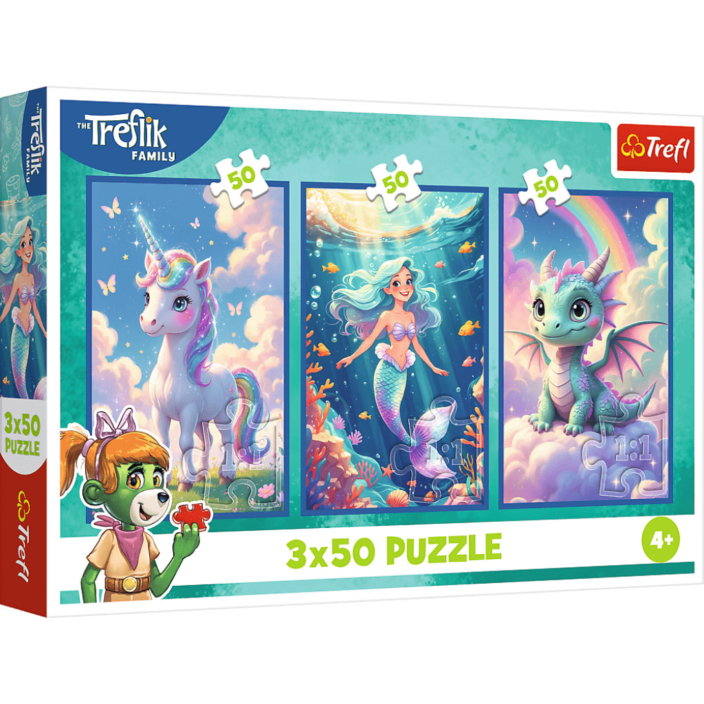 Trefl Trefl Puzzle 3x50 Rodina Treflíkov / Spolu vo farebnom svete
