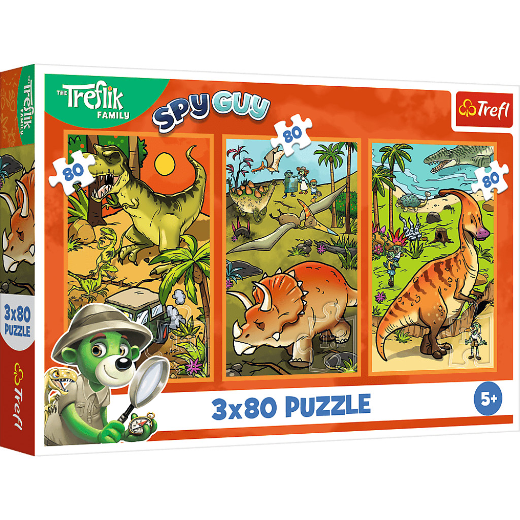 Trefl Trefl Puzzle 3x80 Treflíci vo svete dinosaurov