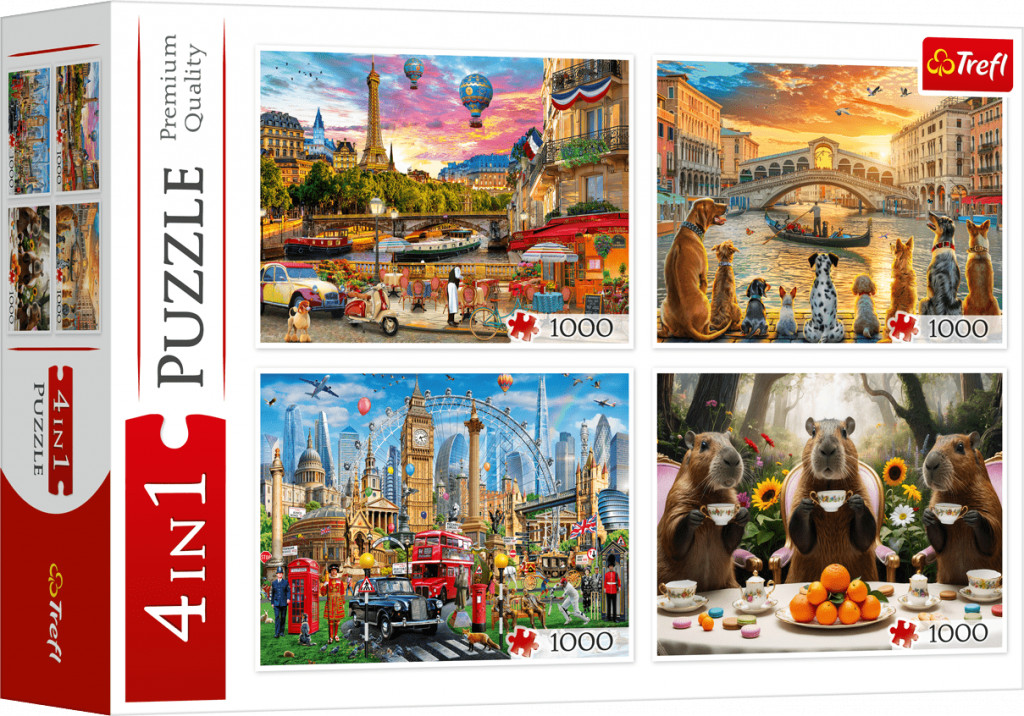 Trefl Trefl Puzzle 4x1000 Painted Cities + Capybaras