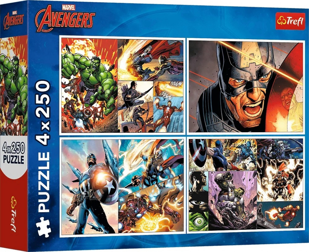 Trefl Trefl Puzzle Marvel 4 x 250 dielikov Hrdinské dni