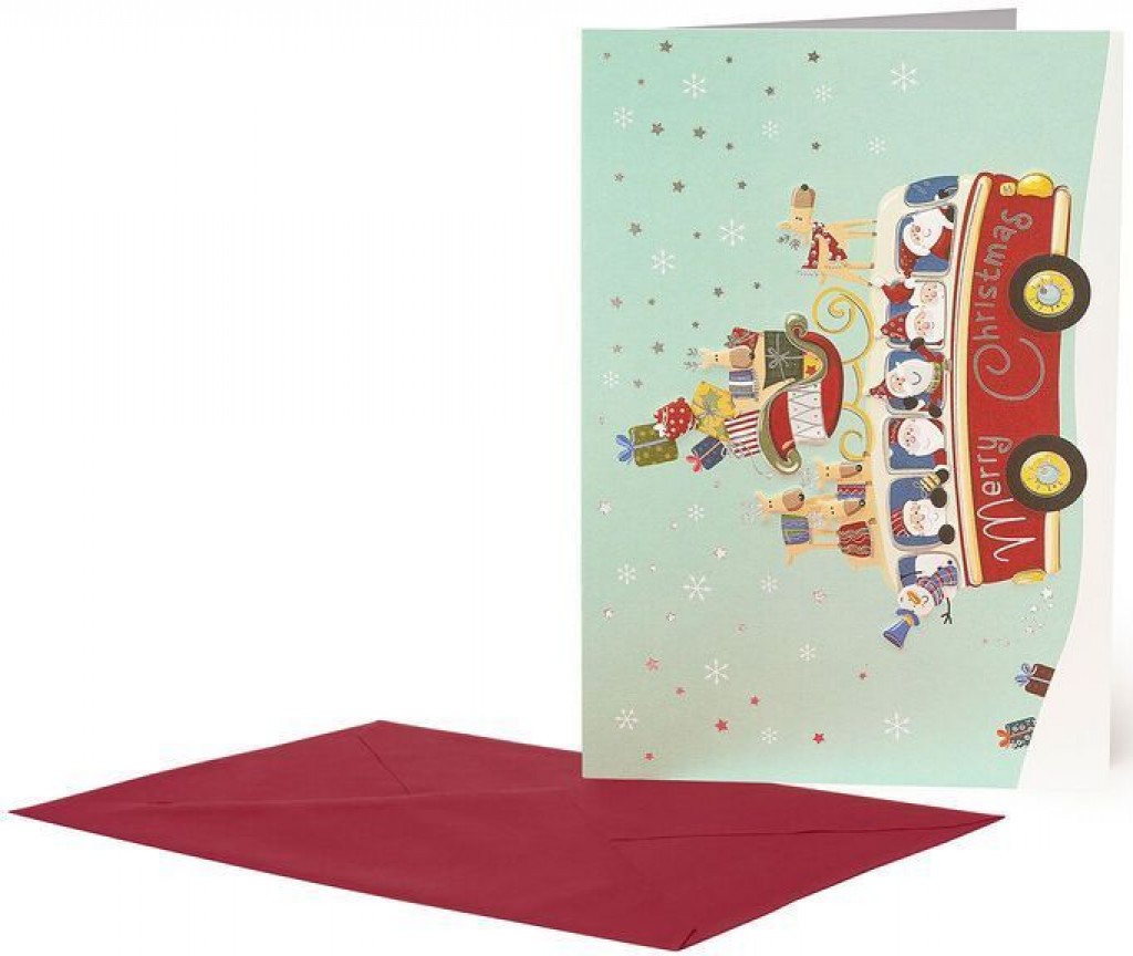 Legami Vianočné prianie Legami Christmas Greeting Cards - 11,5X17 - Santa Bus