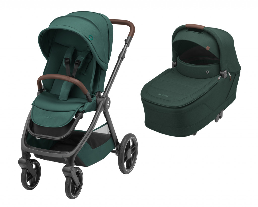 Maxi-Cosi Oxford kočárek Essential Green + korbička Sense Twillic Green