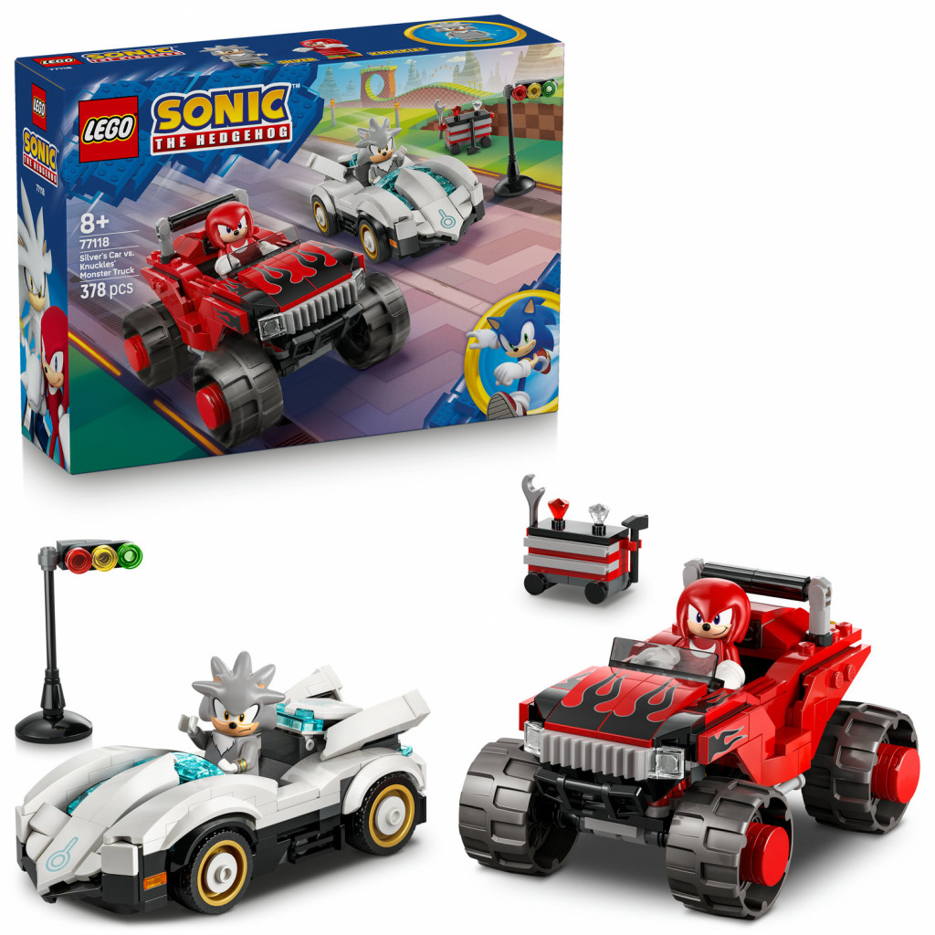 Lego® Silver a jeho auto vs. Knuckles a jeho monster truck