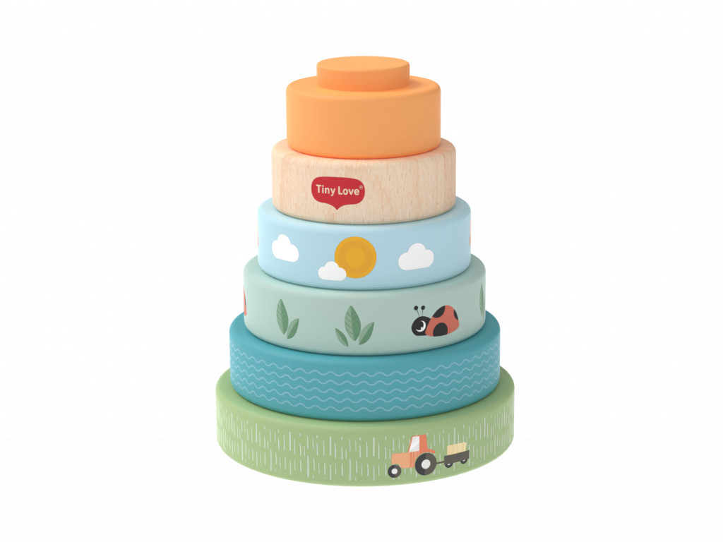 Tiny Love Nasazovací kroužky dřevěné Farmers Funday