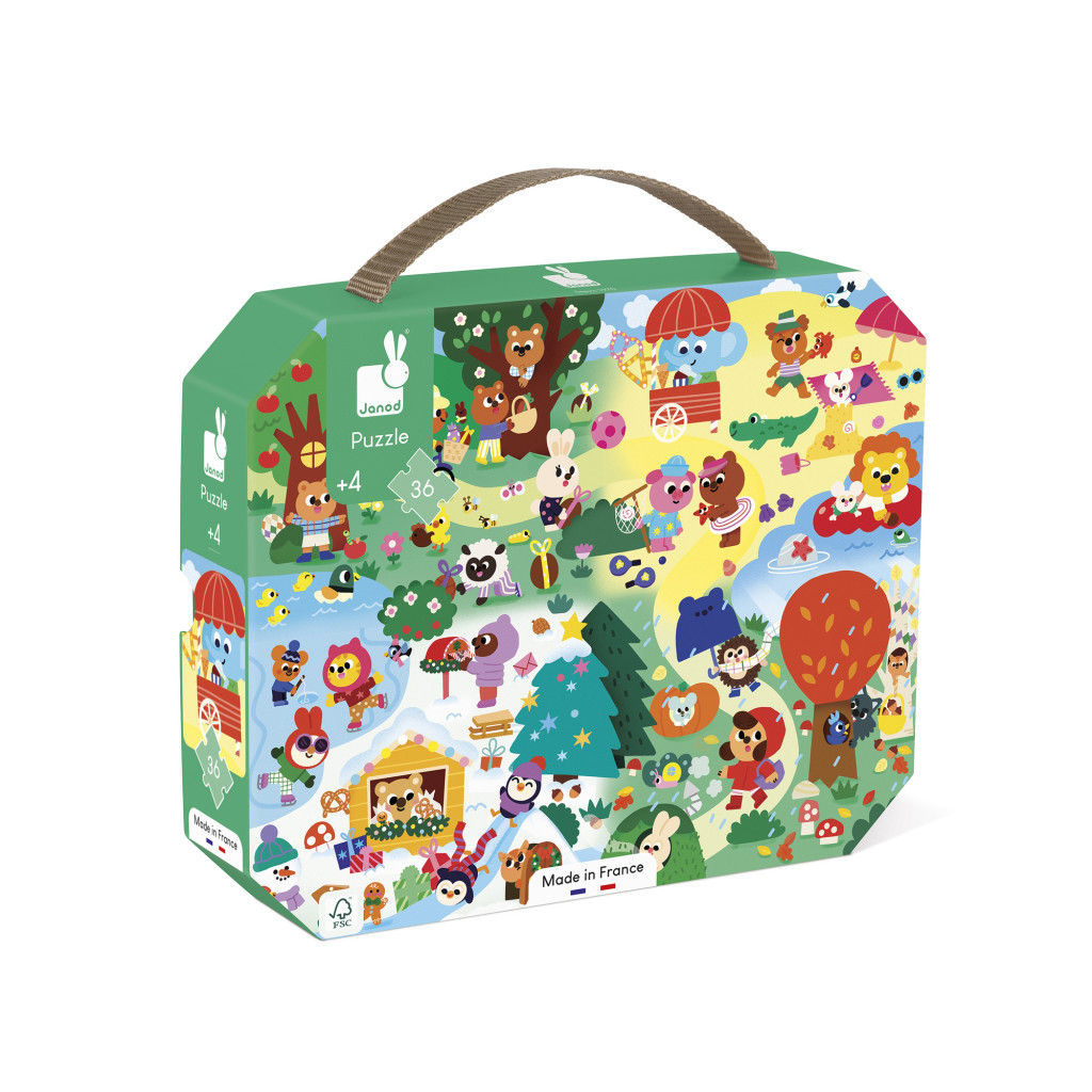 Janod Puzzle v kufríku Štyri ročné obdobia 36 ks