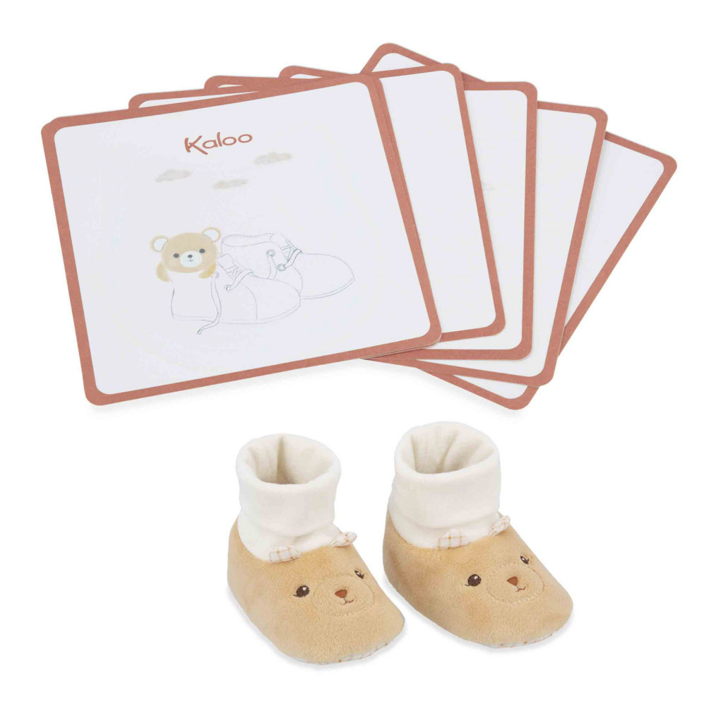 Kaloo Intemporel Darčeková sada na oznámenie tehotenstva s papučkami a 6 kartičkami