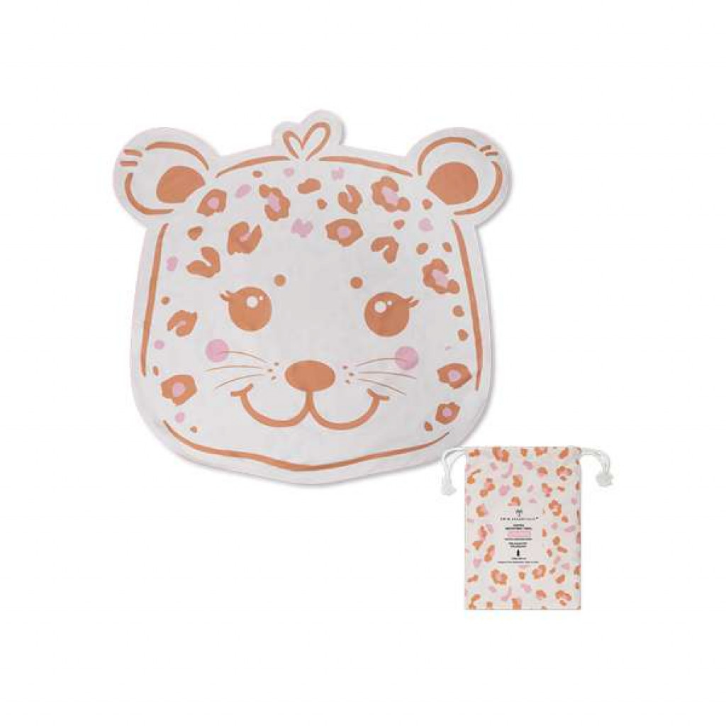 Swim Essentials Tvarovaná plážová osuška Beige Leopard 140 cm