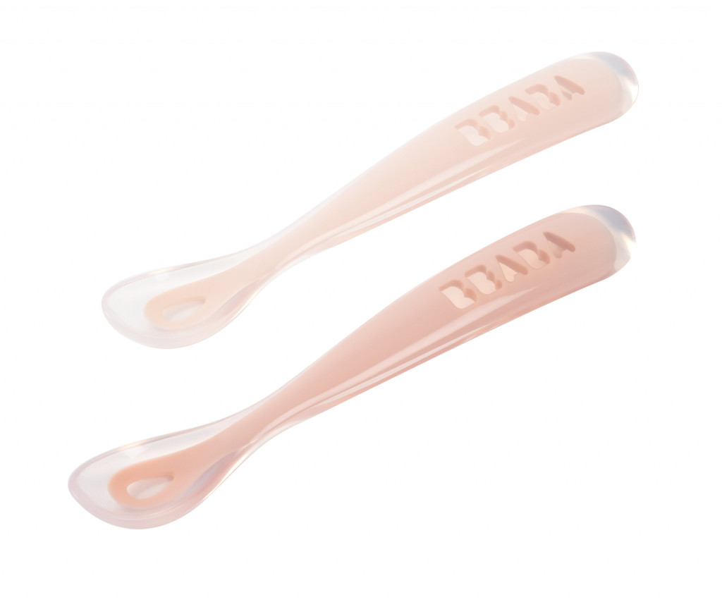 Beaba První lžičky silikonové 2 ks s pouzdrem Cotton Candy