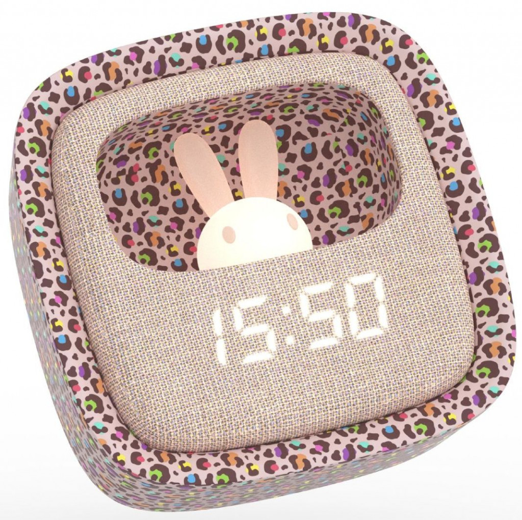 MOB Budík a nočné svetlo MOB Billy Clock And Light - Rainbow Leopard