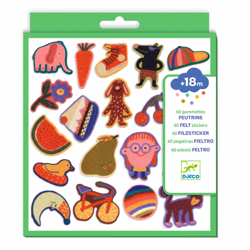 DJECO Plstěné samolepky Velká zábava 60 ks