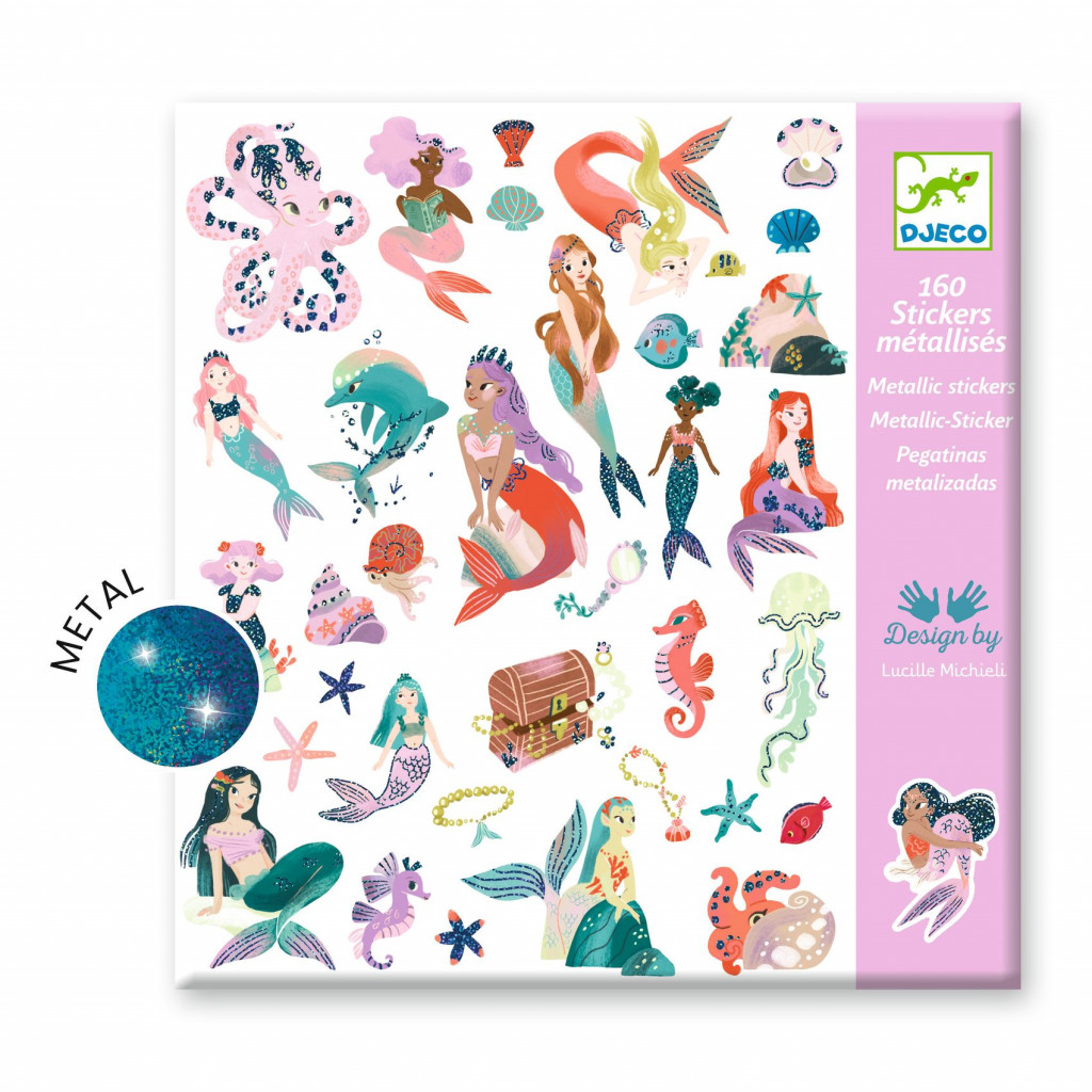 DJECO Samolepky Třpytivé mořské panny 160 ks
