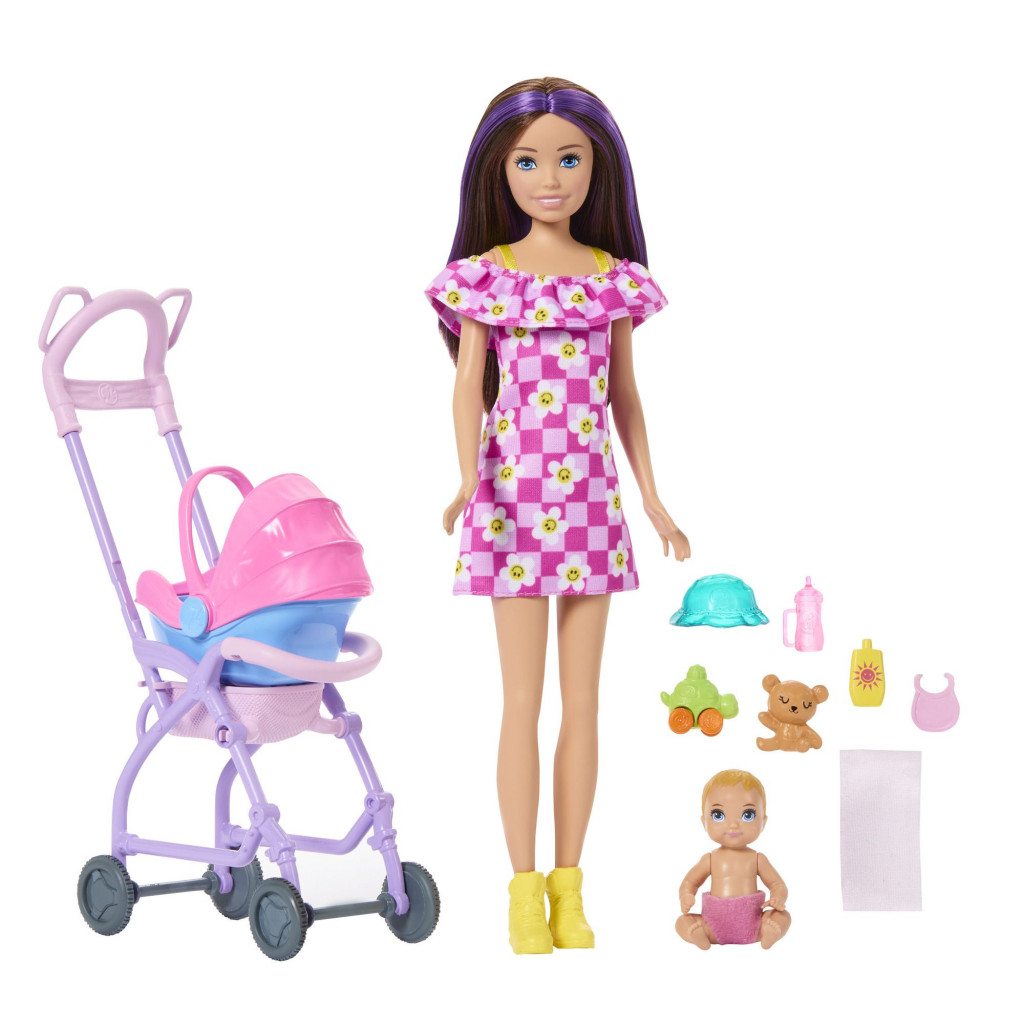 Mattel Barbie SKIPPER BABYSITTER pestúnka s kočíkom