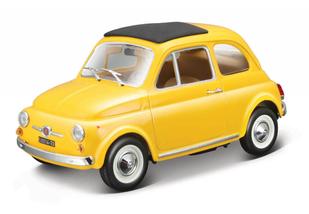 Bburago Bburago - Autá HOBBY, Fiat 500F (1965), žltá, 1:24