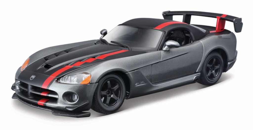 Bburago Bburago - Autá HOBBY, Dodge Viper SRT 10 ACR, šedá metalíza-matná čierna, 1:24