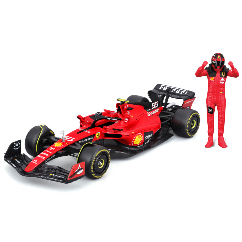 Bburago Bburago - FORMULA RACING, F1 Ferrari SF-23 (2023) s figúrkou jazdca, #55 Carlos Sainz, 1:24