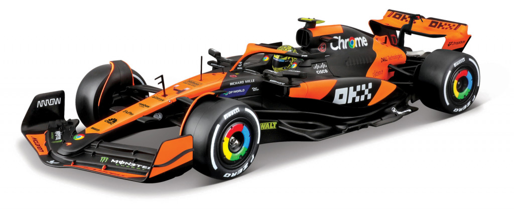 Bburago Bburago - RACE Formula F1, McLaren F1 Team MCL38 (2024), 4 Lando Norris, Hard case, 1:24