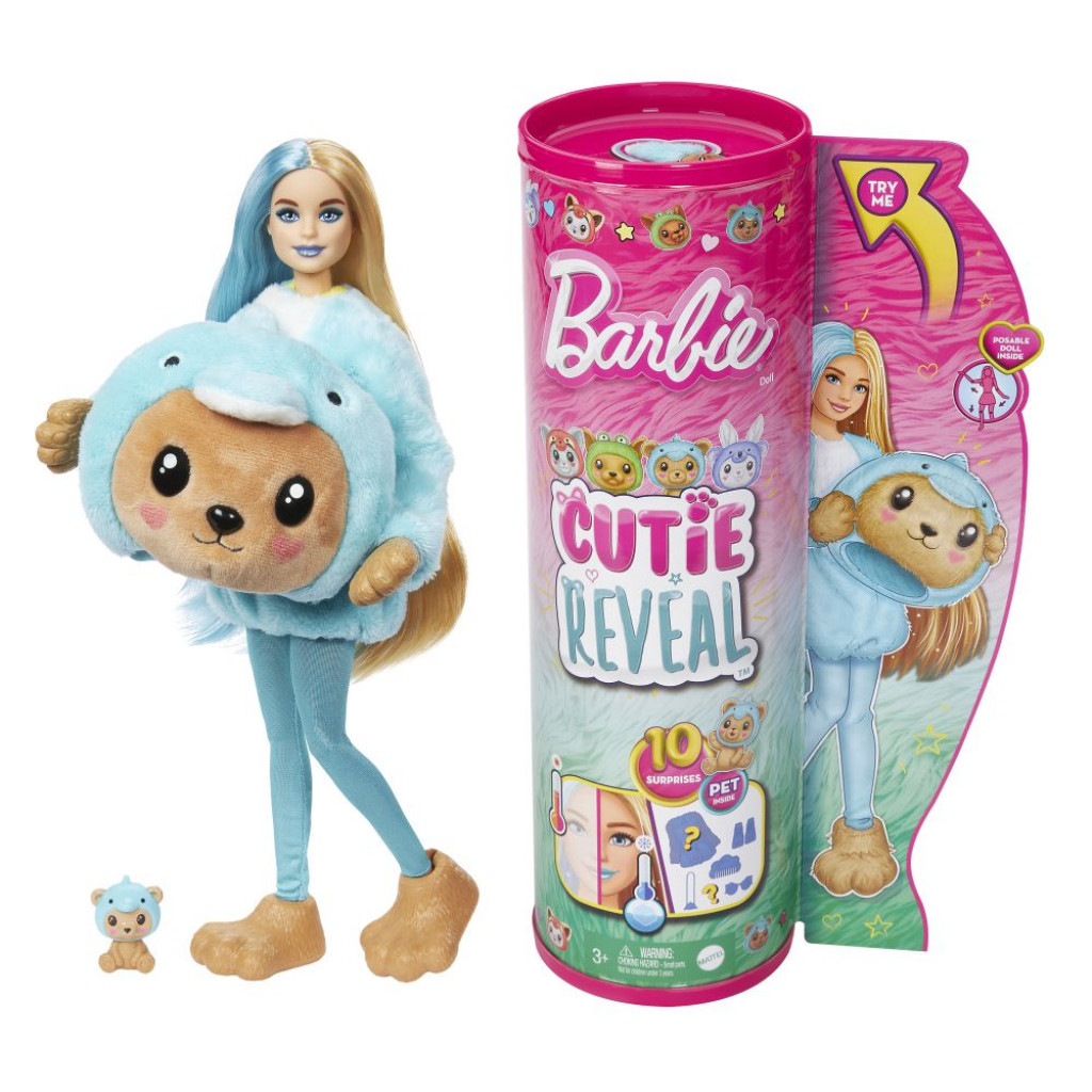 Mattel Barbie CUTIE REVEAL Barbie v kostýme - mackov modrom kostýme delfína