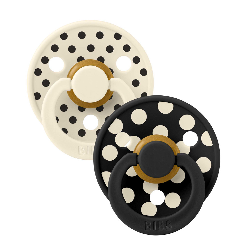 Všetky značky||BIBS STUDIO BIBS STUDIO Colour Polka anatomické cumlíky z prírodného kaučuku 2ks - veľkosť 1 (Ivory / Black)