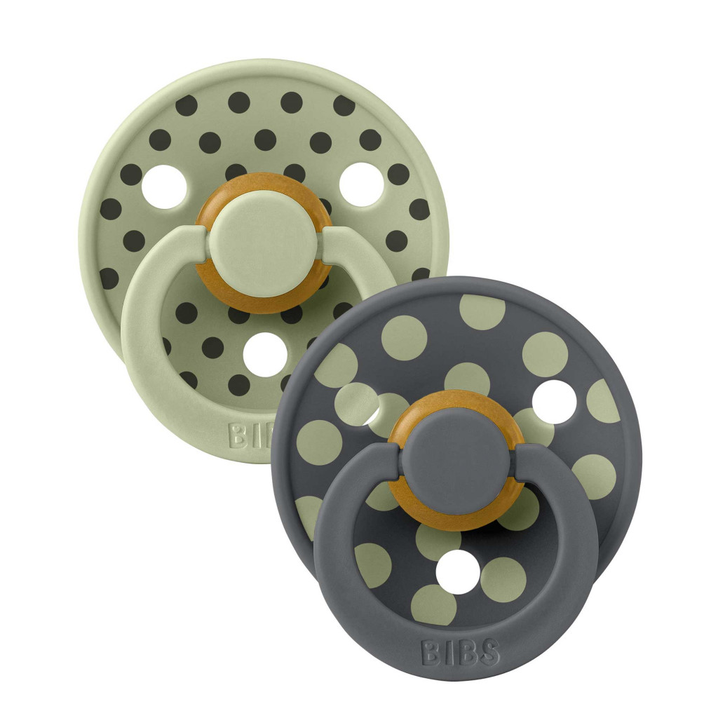 Všetky značky||BIBS STUDIO BIBS STUDIO Colour Polka cumlíky z prírodného kaučuku 2ks - veľkosť 1 (Sage / Iron)