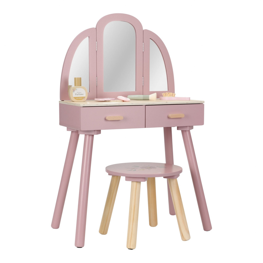 Little Dutch Toaletní stolek s židličkou dřevěný Pink