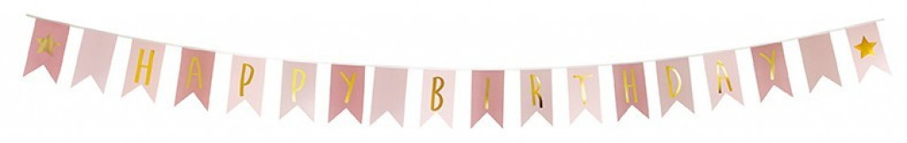 JaBaDaBaDo Banner Happy Birthday Růžový