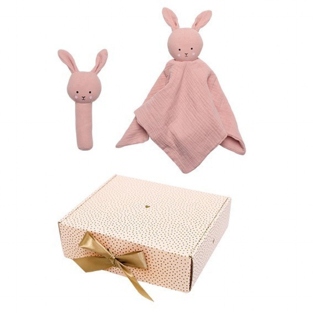 JaBaDaBaDo Dárková sada s chrastítkem Bunny Pink