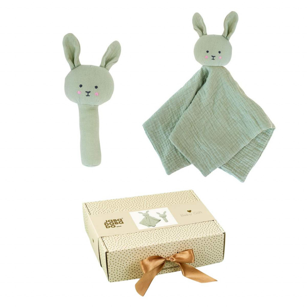 JaBaDaBaDo Dárková sada s chrastítkem Bunny Zelený