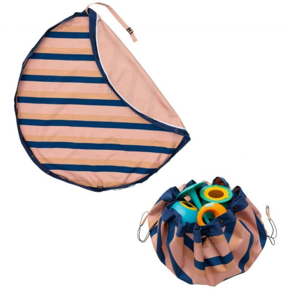 Play&Go Noomad outdoor Hrací deka a Vak na hračky Mokka Stripes