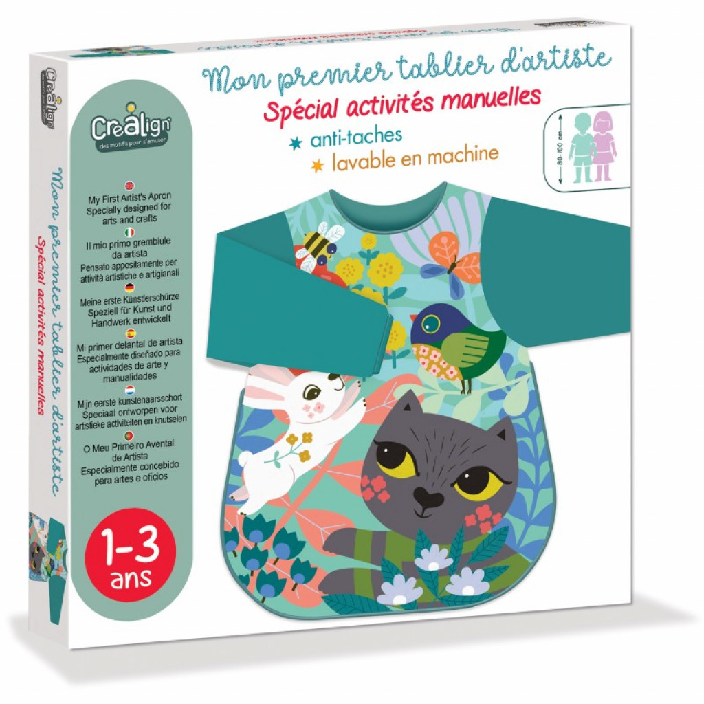 Créa Lign Moje první ochranná nepromokavá zástěra na malování Kočka