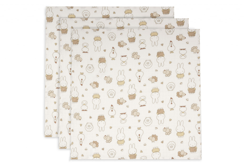 Jollein Pleny 3 ks 70x70 cm Miffy Family Farm