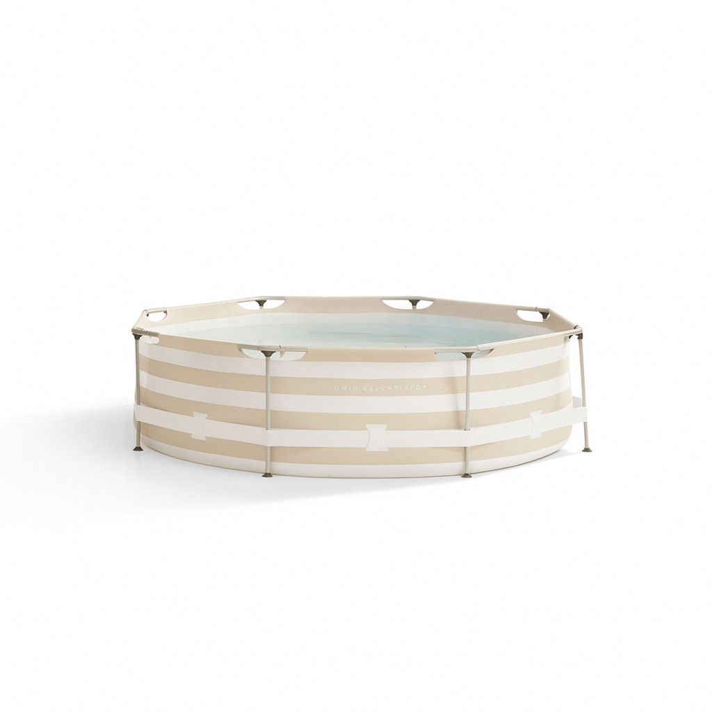 Swim Essentials Kulatý bazén s konstrukcí Essence Luxe Sand White Stripe 305×76