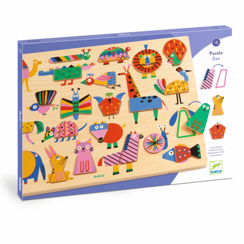 DJECO Dřevěné vkládací puzzle Puzzlo Geo