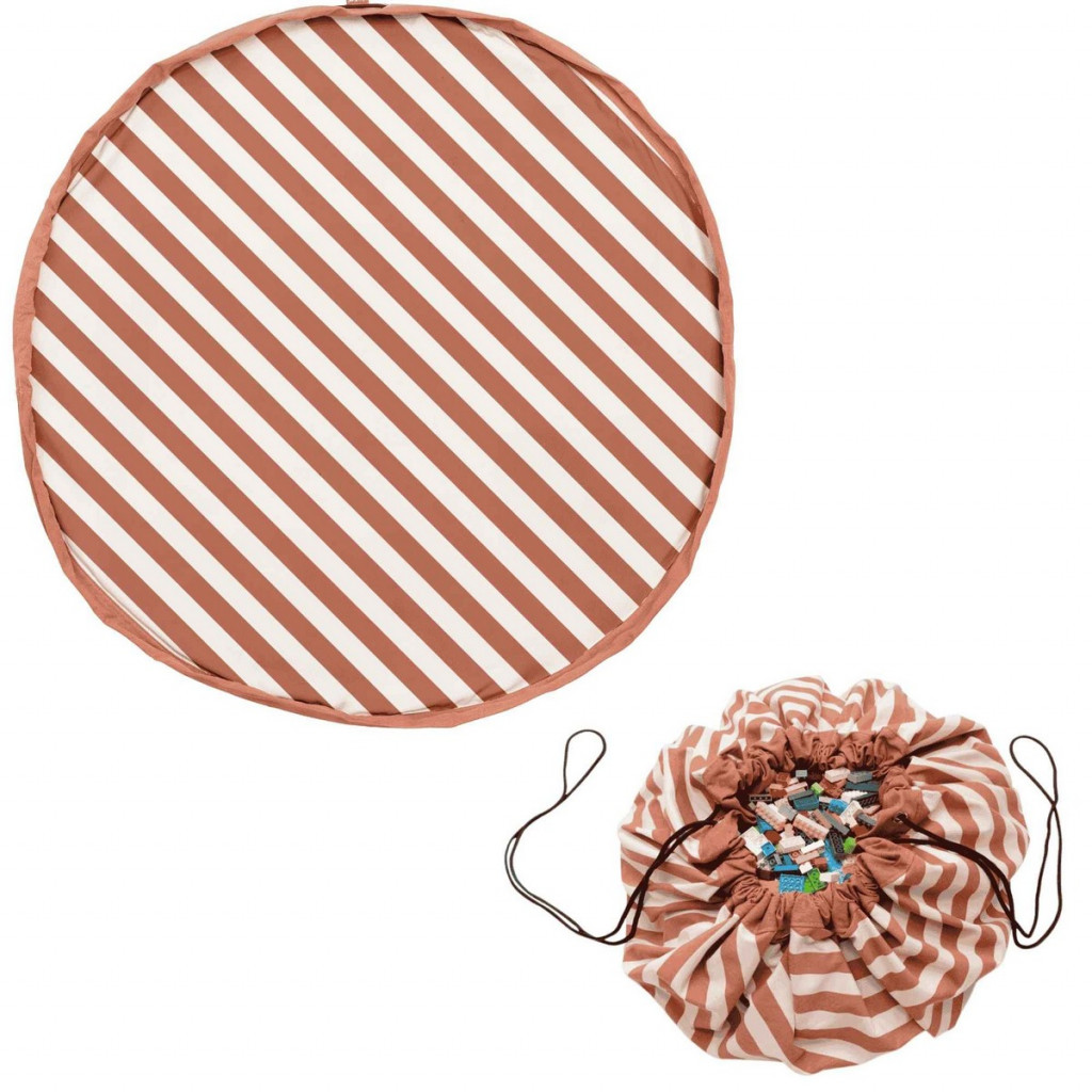 Play&Go Noomad original Hrací deka a Vak na hračky Stripes Brown