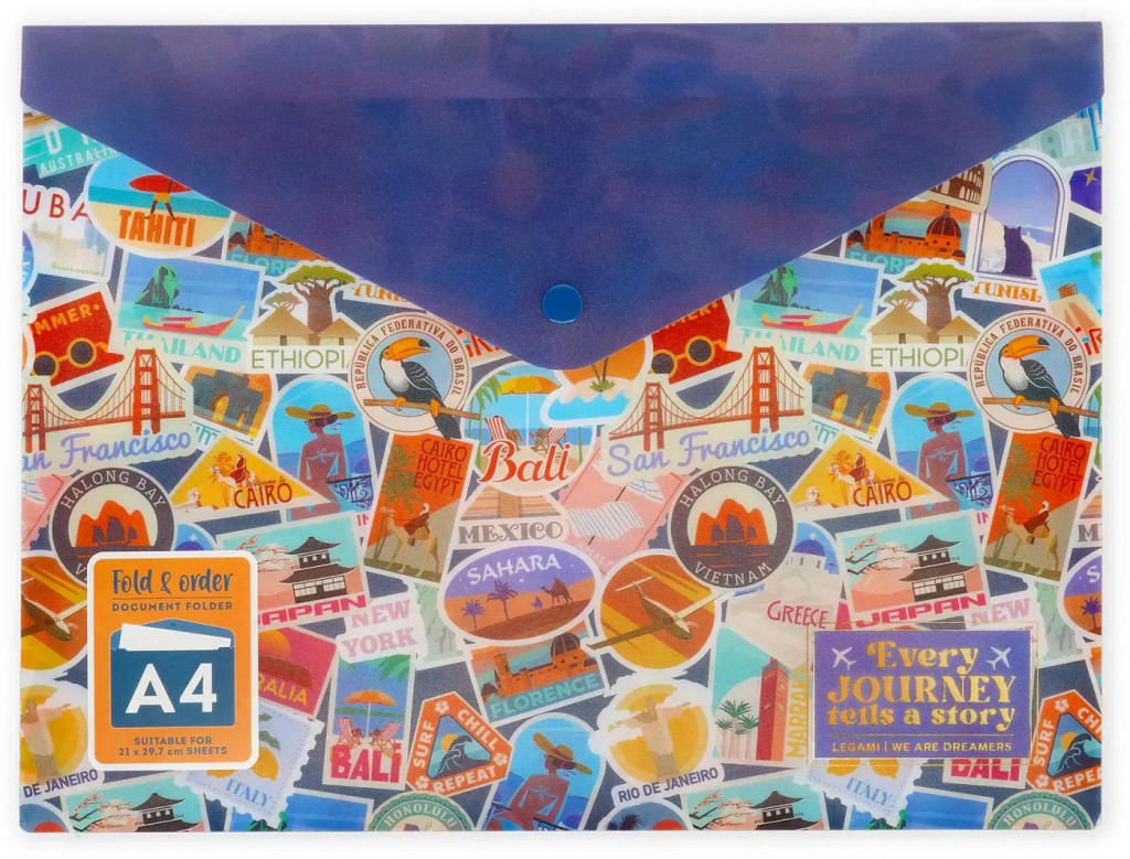 Legami Dosky Legami Fold & Order - Document Folder - Travel - Stickers