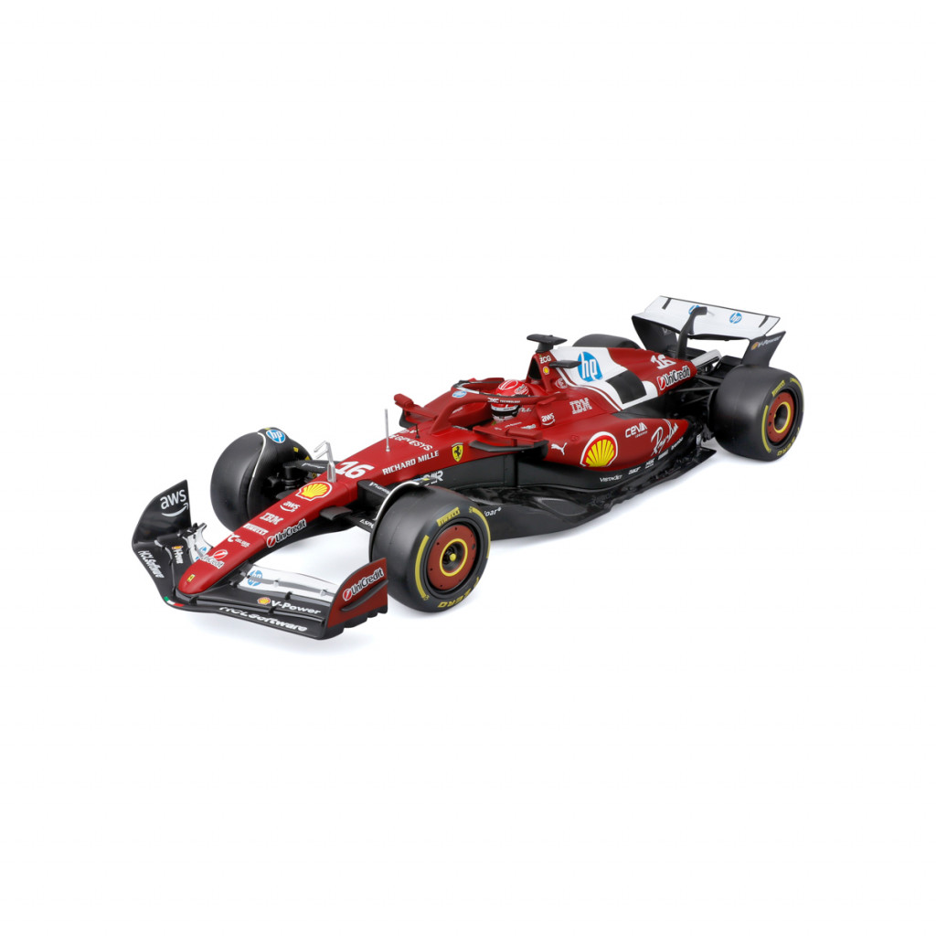 Bburago Bburago – RACE Formula F1 Ferrari SF-25 (2025) s helmou, #16 Charles Leclerc, 1:18