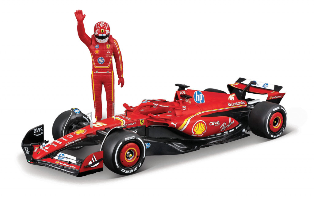 Bburago Bburago - RACE F1 s figúrkou jazdca, Ferrari SF-24 (2024), #16 Charles Leclerc, 1:24
