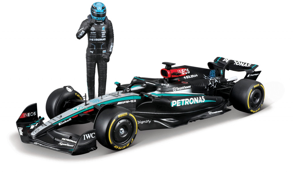 Bburago Bburago - RACE F1 s figúrkou jazdca, Mercedes-AMG Petronas W15 (2024), #63 George Russell, 1:24