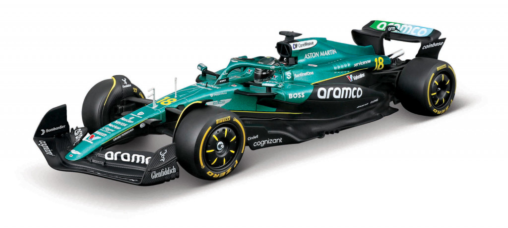 Bburago Bburago - RACE F1 v dekorativním boxu, Aston Martin AMR25 (2025), #18 Lance Stroll, 1:24