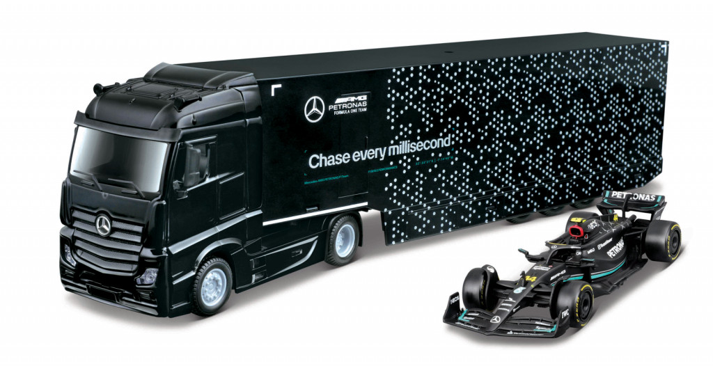 Bburago Bburago 1:43 F1 + Semi Truck - Mercedes-AMG Petronas F1 W15 Team Geroge Russell