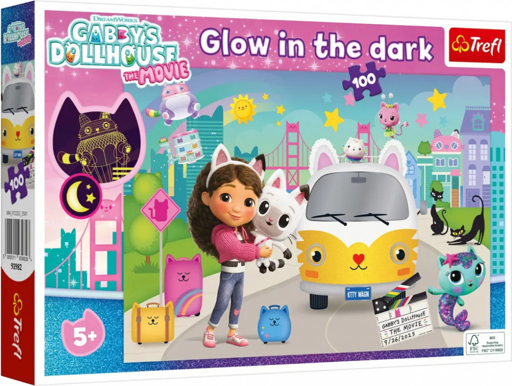 Trefl Trefl Puzzle 100 svietiace v tme Gabby's Dollhouse
