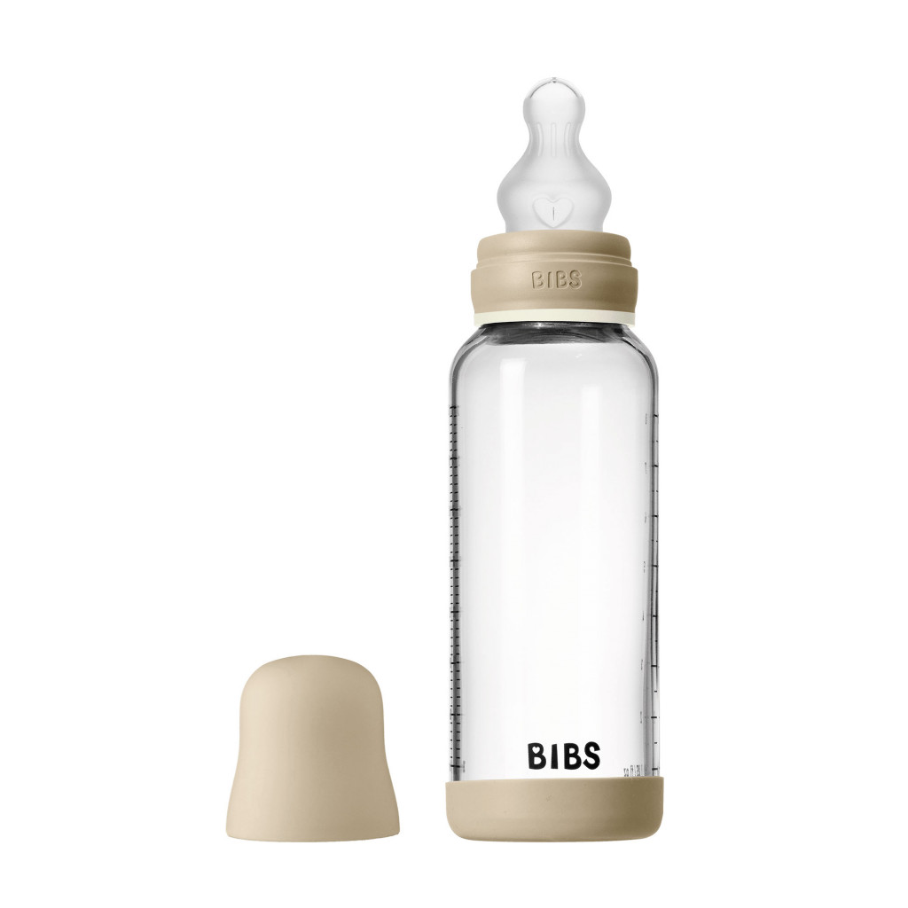 Všetky značky||BIBS BIBS nočná antikoliková sklenená fľaša so silikónovým cumlíkom 240ml (Vanilla)