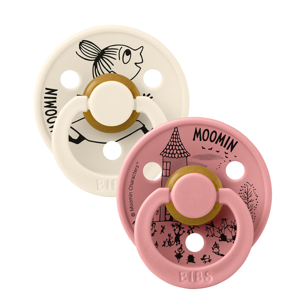 Všetky značky||BIBS x Moomin BIBS x Moomin Colour cumlíky z prírodného kaučuku 2ks - veľkosť 1 (Little My Ivory / Dusty Pink)